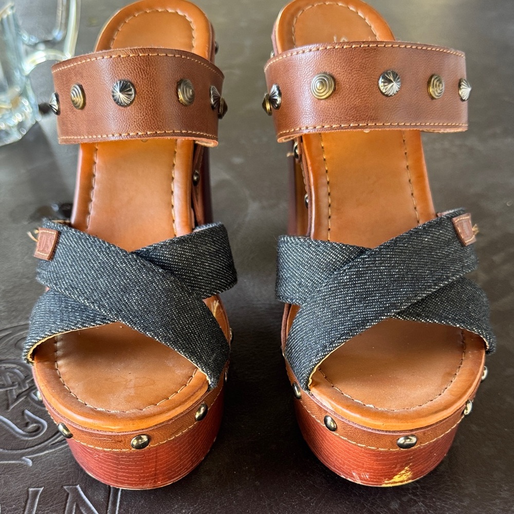 Platform Slide Heels in Brown and Black - sweet shoes